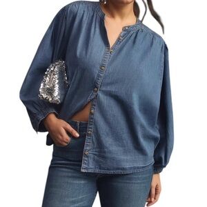 Anthropologie The Sidney Batwing Blouse by Pilcro: Chambray Edition Large NWT